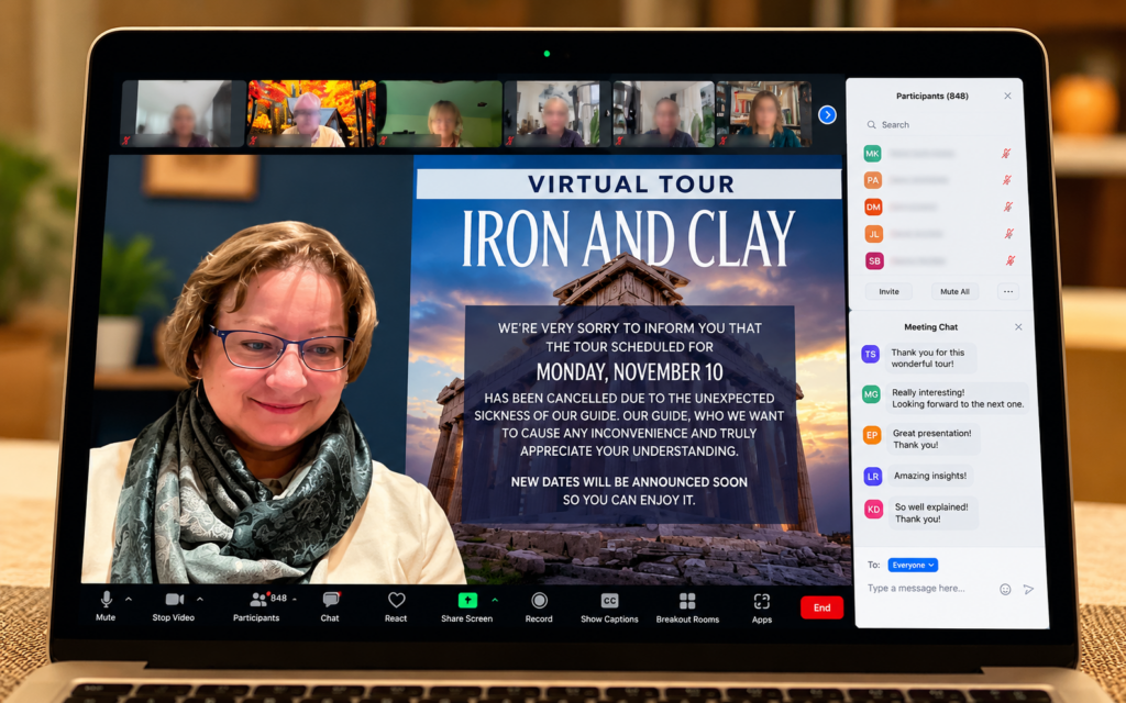 virtuální prohlídka iron and clay na notebooku